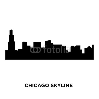 400x400 Chicago Skyline Silhouette On White Background, Vector