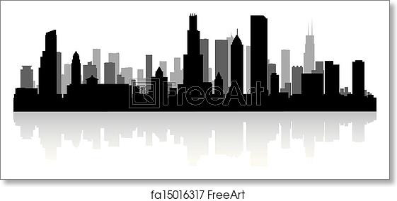 561x284 Free Art Print Of Chicago City Skyline Silhouette Chicago Usa