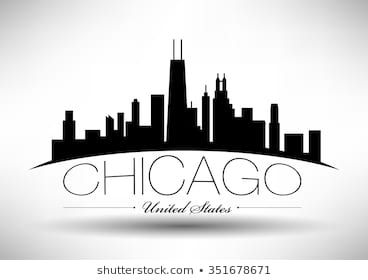 368x280 Chicago City Skyline Silhouette Background Vector Stock Vector