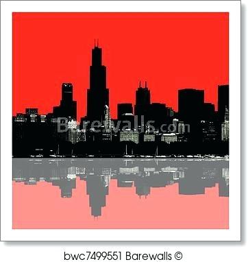 362x382 Chicago Skyline Art Abstract Print Silhouette Vector Free Cheap