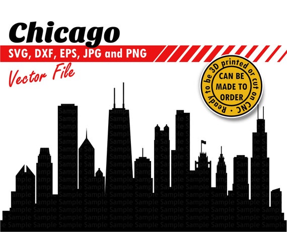 570x461 Chicago Skyline Silhouette Dxf And Png Etsy