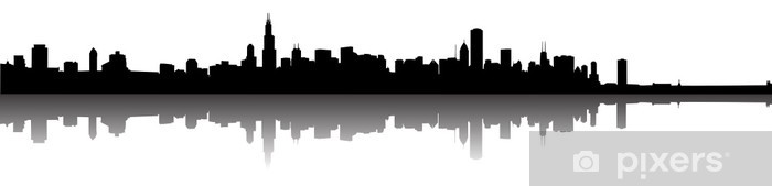 700x169 Chicago Skyline Silhouette Wall Mural