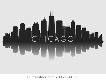 371x280 Chicago City Skyline Silhouette Background Vector Stock Vector