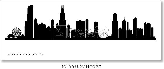 561x235 Free Art Print Of Chicago City Skyline Silhouette Background