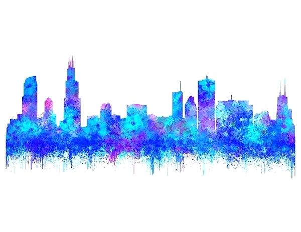 600x463 Chicago Skyline Art Abstract Print Silhouette Vector Free Cheap