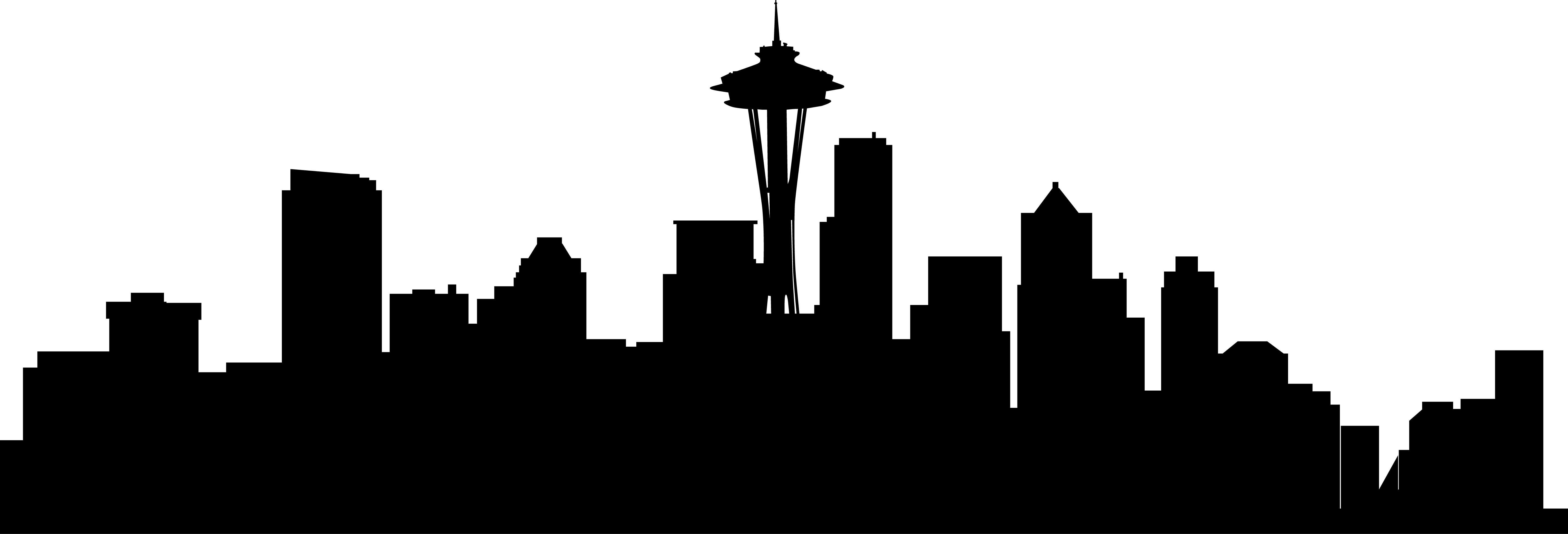 5719x1947 Seattle Skyline Silhouette Vector Free