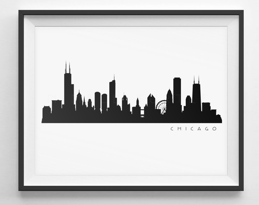 1000x790 Chicago Skyline Silhouette Printable Skyline Pdf Png Etsy