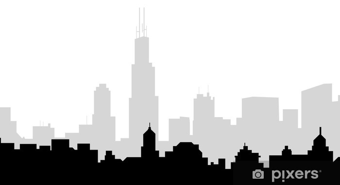 700x381 Chicago Skyline Vector Wall Mural