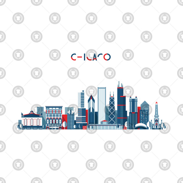 630x630 Trendy Chicago Skyline Vector