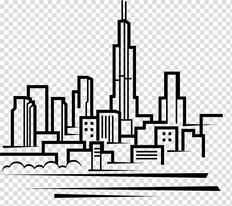 800x710 Chicago Night City Skyline Illustration, Cartoon Night Sky City