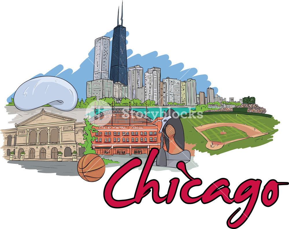 1000x794 Chicago Vector Doodle Royalty Free Stock Image