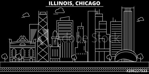 500x250 Chicago Silhouette Skyline Usa