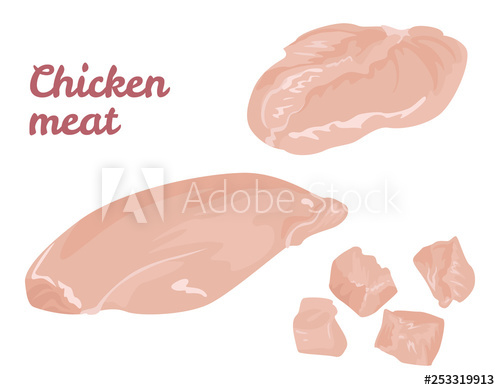 500x390 Chicken Meat Isolated On White Background Fresh Fillet And Diced