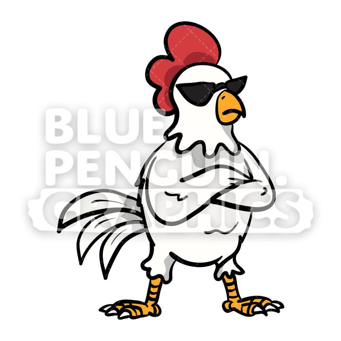 700x700 Chicken With Cool Black Sunglass Vector Cartoon Clipart