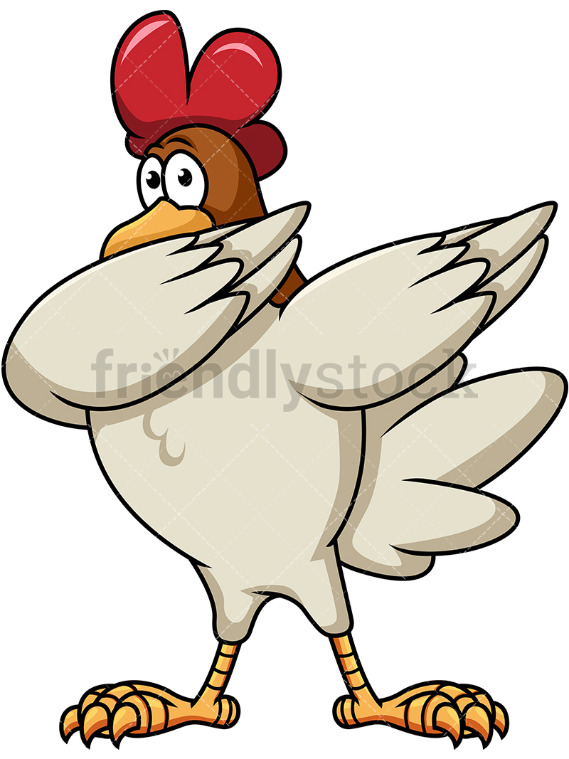 800x1067 Dabbing Chicken Cartoon Vector Clipart