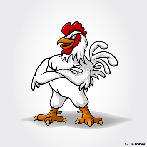 500x500 Funny Cartoon Super Rooster Mascot Illustration Chicken Vector