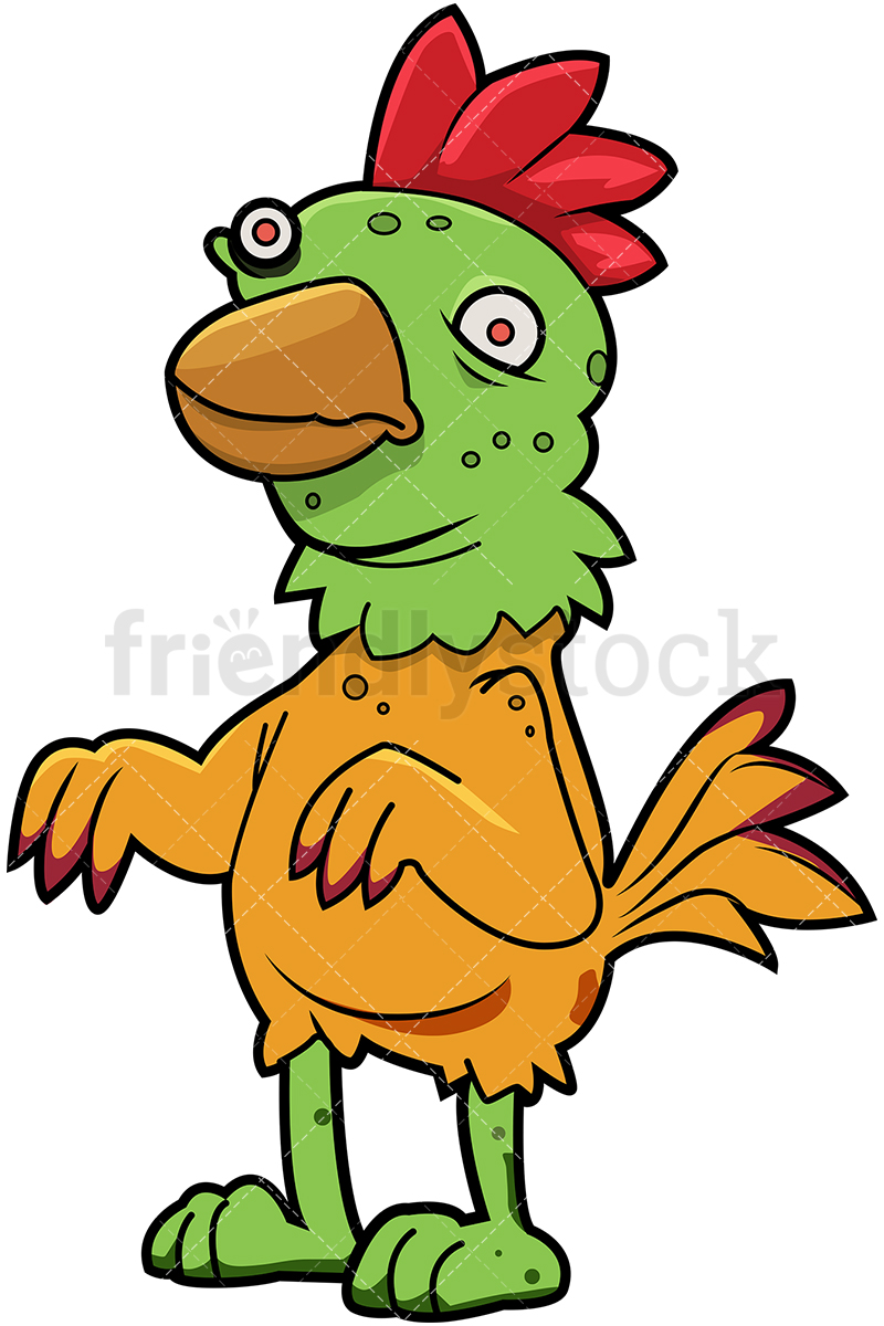 800x1200 Funny Zombie Chicken Cartoon Clipart Vector