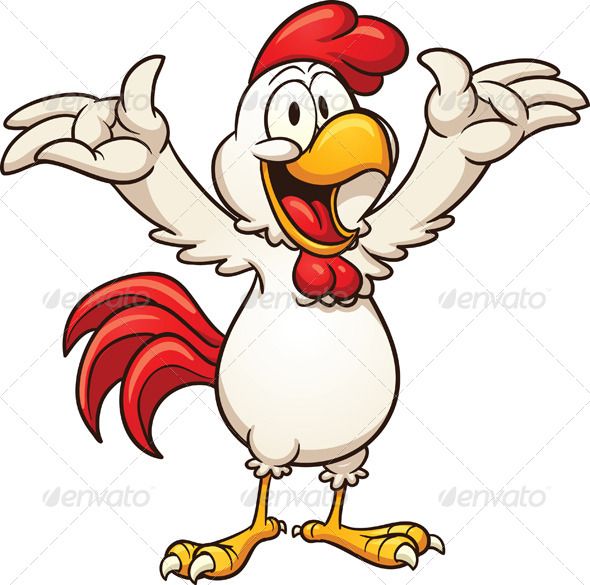 590x585 Happy Cartoon Chicken Vector Clip Art Illustration With Simple