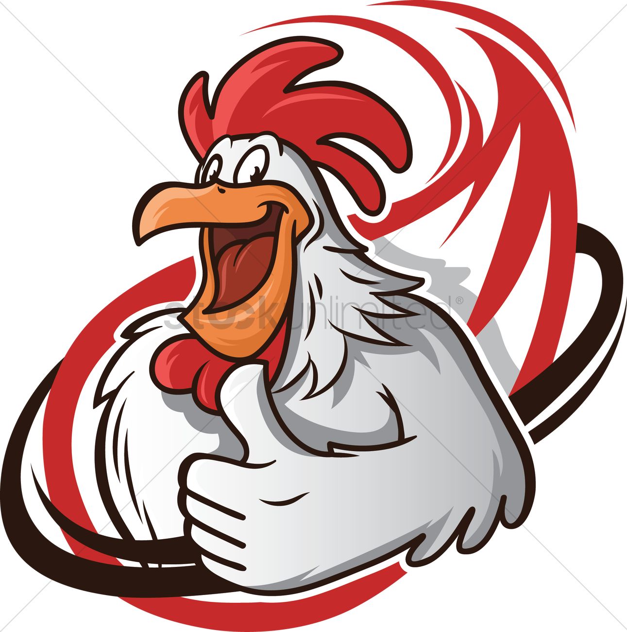 1291x1300 Cartoon Chicken With A Thumbs Up Vector Image