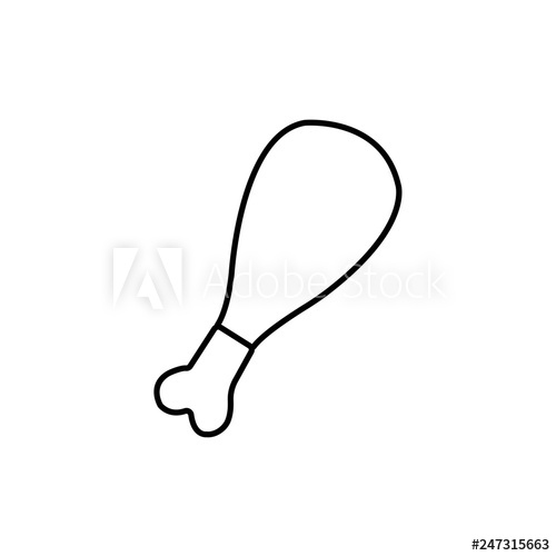 500x500 Chicken Leg Line Icon Isolated On White Background Fried Food