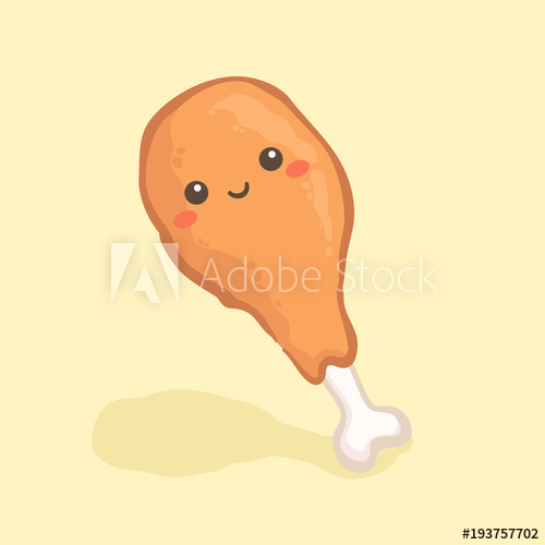 500x500 Cute Drumstick Fried Chicken Leg Vector Illustration Cartoon