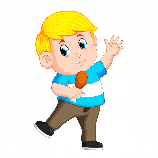 626x626 Cute Boy Eating Roasted Chicken Drumstick Vector Premium Download