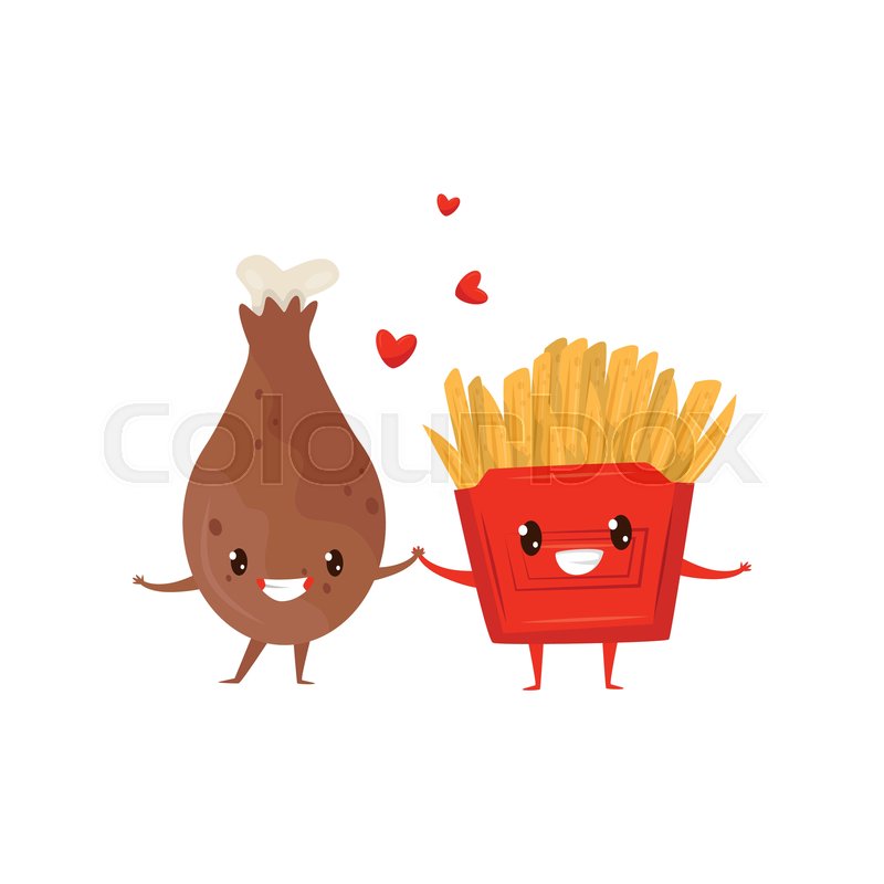 800x800 Fried Chicken Drumstick And French Stock Vector Colourbox