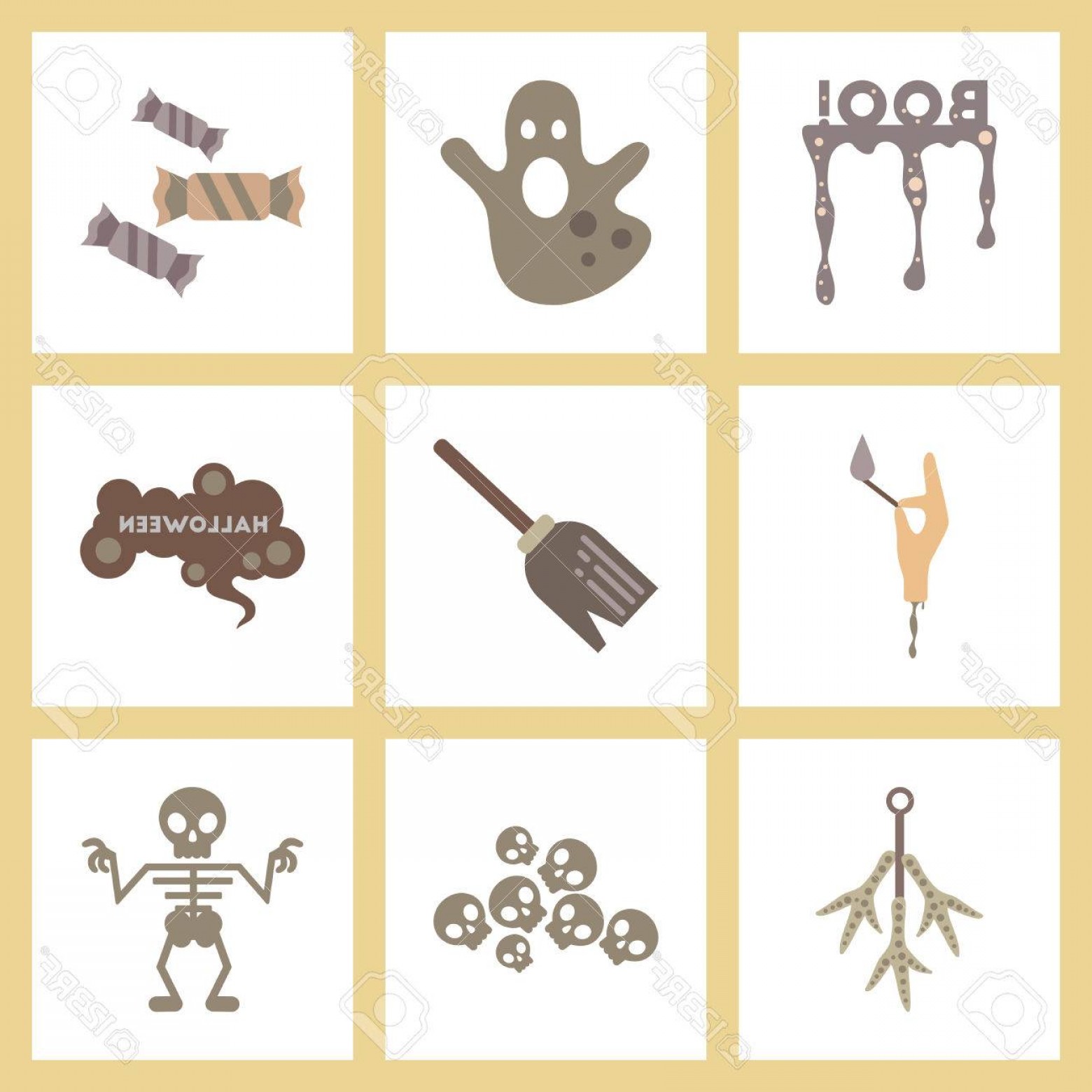1560x1560 Photostock Vector Assembly Of Flat Icons Halloween Boo Ghost