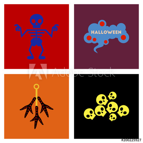 500x500 Assembly Flat Icons Halloween Skeleton Sign Chicken Feet Skulls