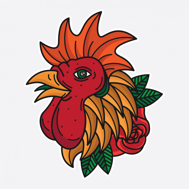 626x626 Flash Chicken Head Tattoo Vector Premium Download