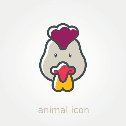 416x416 Chicken Flat Animal Head Vector Illustration Premium Clipart