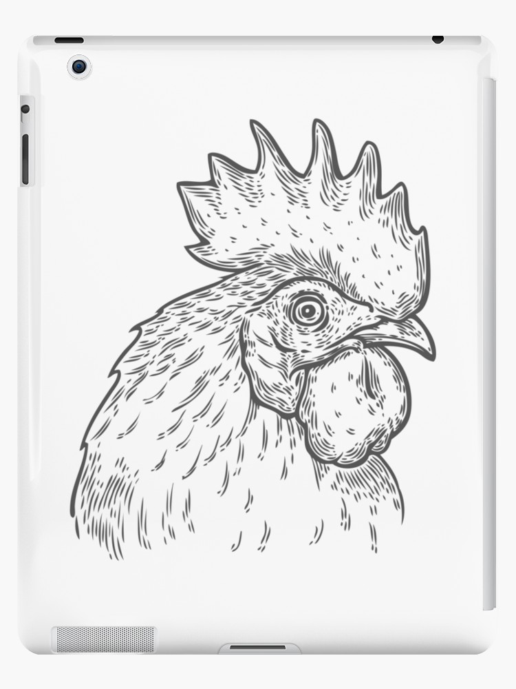 750x1000 Hand Drawn Rooster Cock Head Vector Illustration Farm Animals
