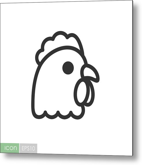 493x572 Chicken Vector Icon Animal Head Vector Metal Print