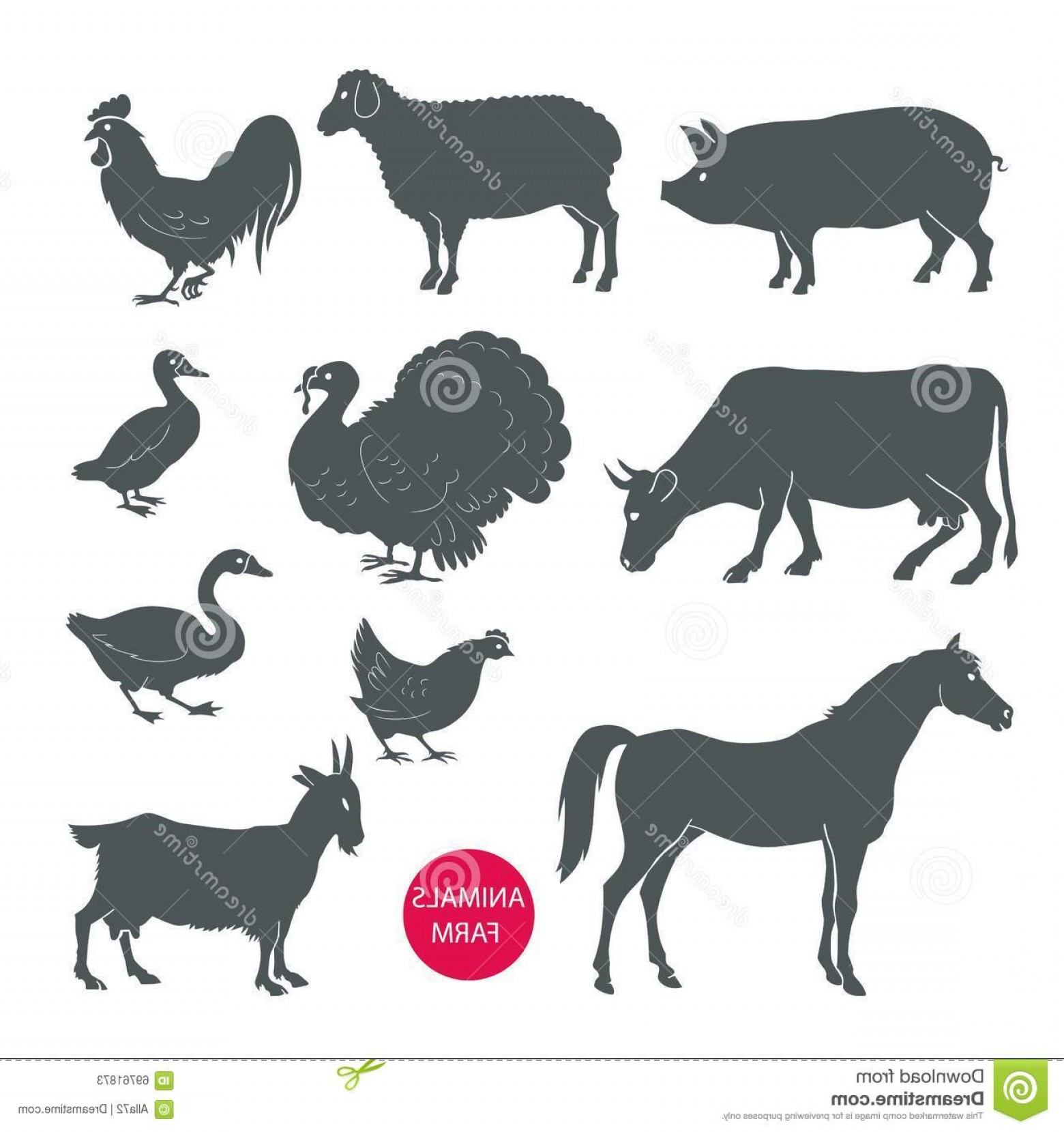 1560x1659 Stock Illustration Vector Set Farm Animals Cow Sheep Goat Pig