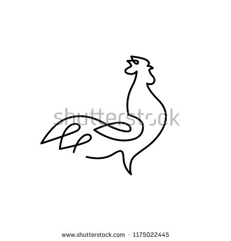 450x470 Continuous Line Rooster Logo Vector Icon Outline Monoline