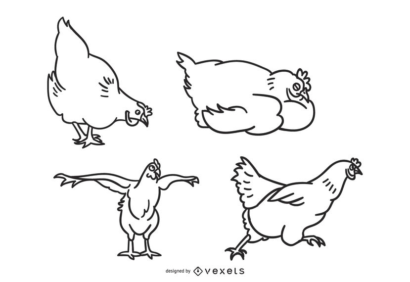 829x570 Chicken Doodle Collection Illustration