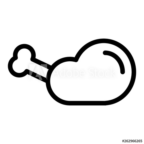 500x500 Fried Chiken Line Icon Chicken Leg Vector Illustration Isolated