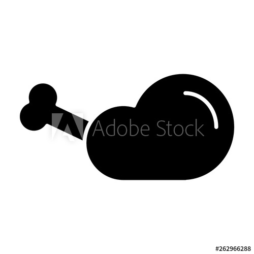 500x500 Fried Chiken Solid Icon Chicken Leg Vector Illustration Isolated