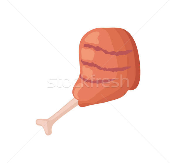 600x553 Roast Chicken Leg Vector Icon In Cartoon Style Vector Illustration