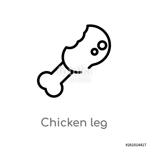500x500 Outline Chicken Leg Vector Icon Isolated Black Simple Line