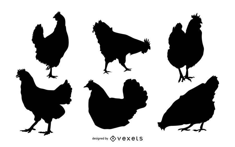 Chicken Silhouette Set 900x563 Chicken Silhouette Set