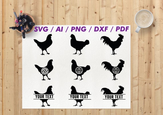 Chicken Chicken Monogram Chicken Silhouette Chicken Etsy 570x403 Chicken Chicken Monogram Chicken Silhouette Chicken Etsy