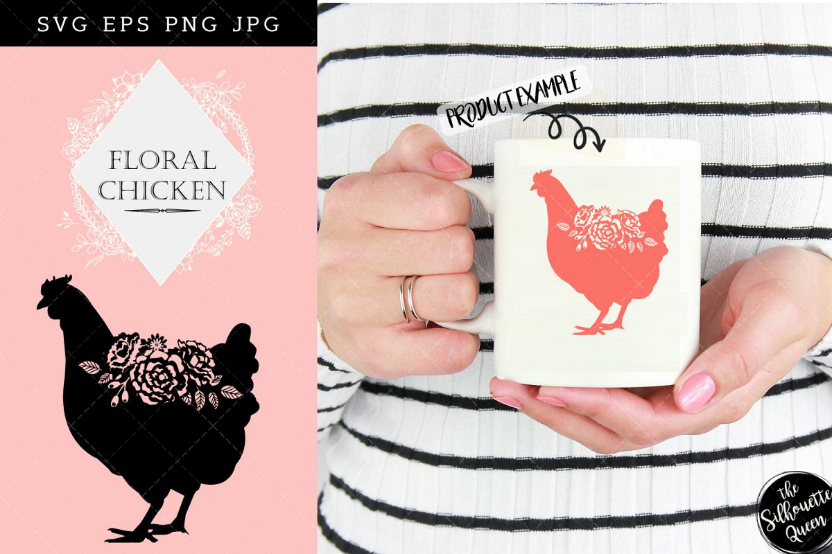 Floral Chicken Silhouette Vector 1200x800 Floral Chicken Silhouette Vector