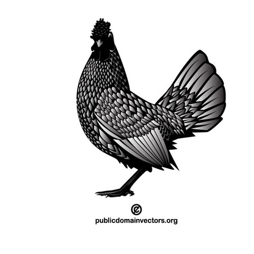 500x500 Chicken Vector Clip Art Monochrome