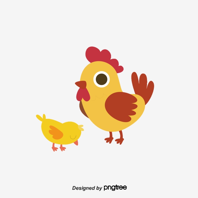 640x640 Cute Hen And Little Yellow Chicken, Chicken Vector, Vector