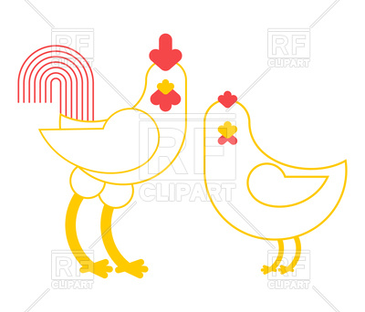 400x342 Rooster And Chicken Vector Image Of Plants And Animals