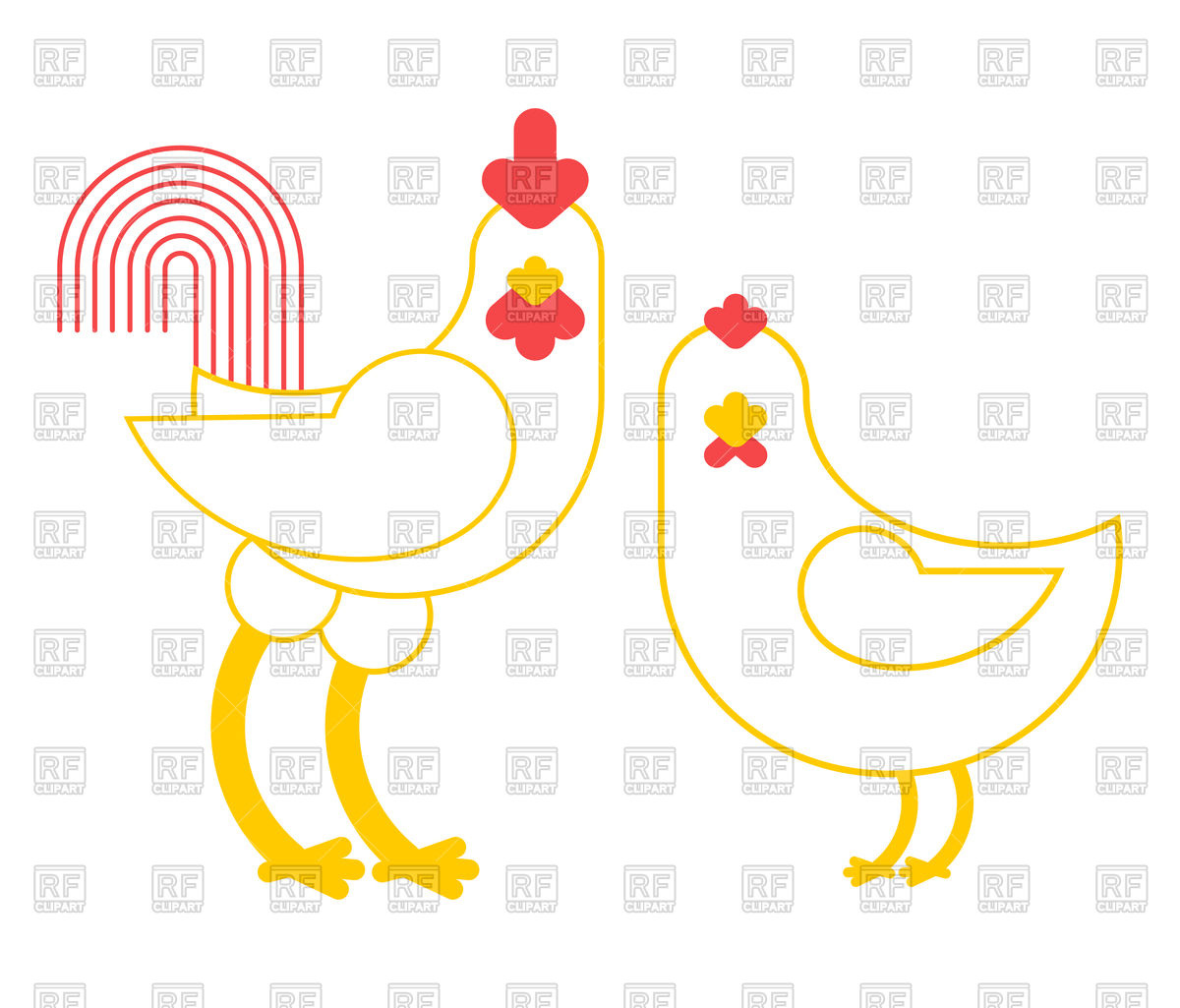 1200x1025 Rooster And Chicken Vector Image Of Plants And Animals