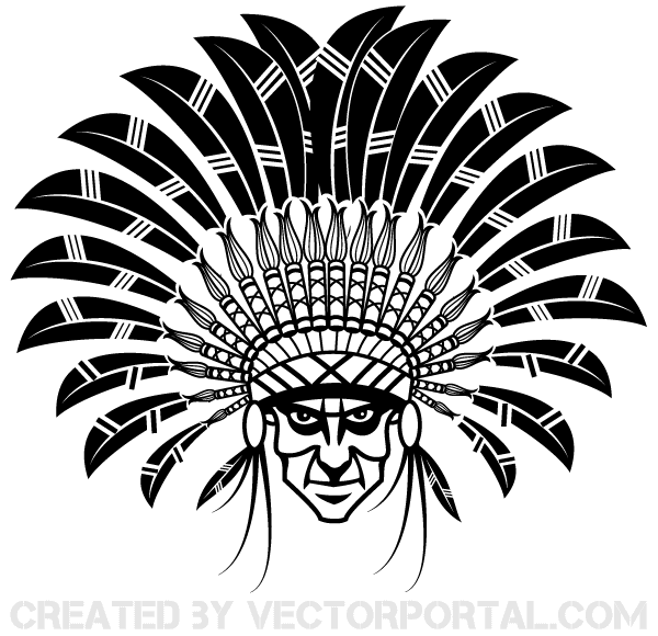 600x580 Indian Chief Wearing A Headdress Vector Art