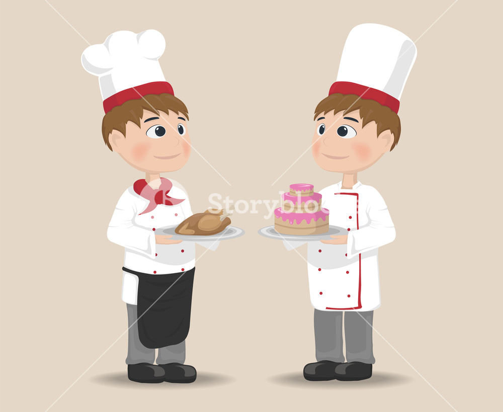 1000x819 Men Cooking Chief Vector Cartoon Characters Cake And Meat