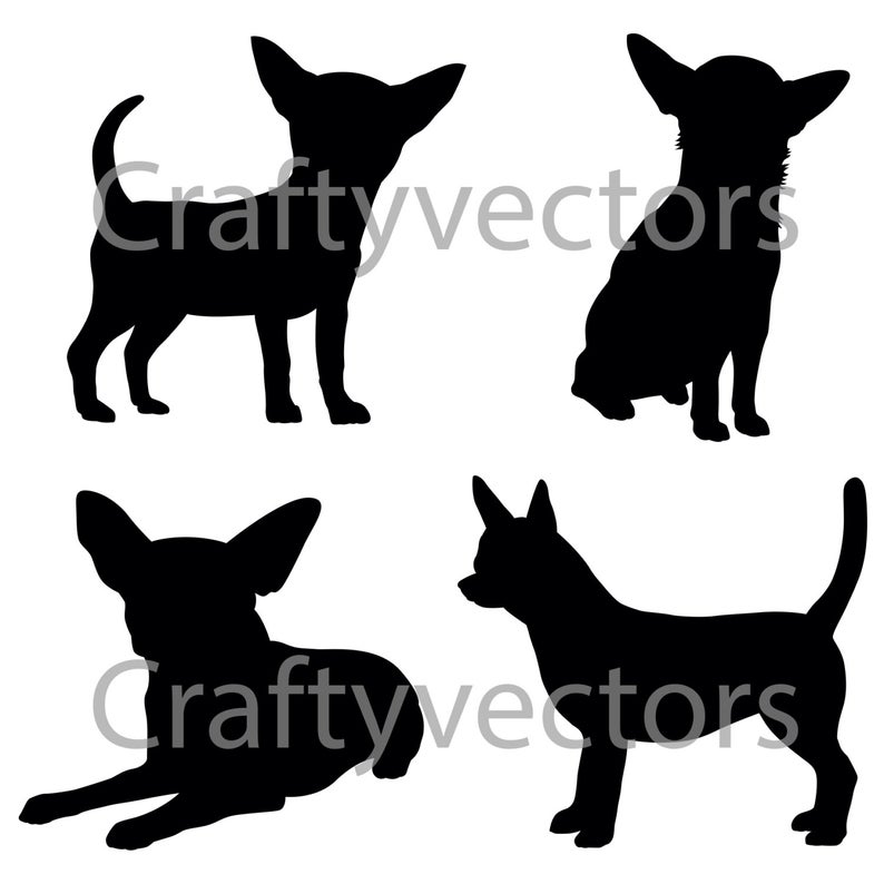 794x794 Chihuahua Dog Silhouettes Vector Etsy